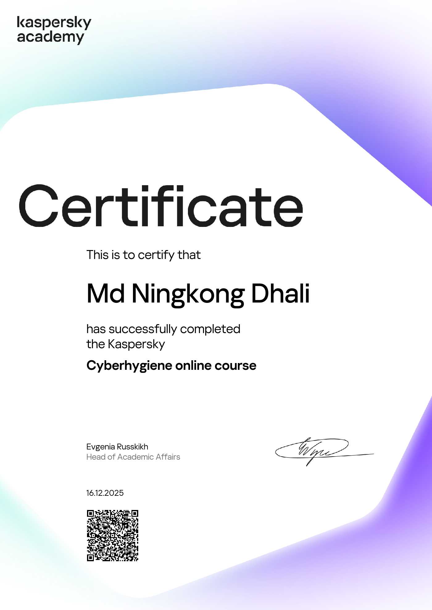 certificate